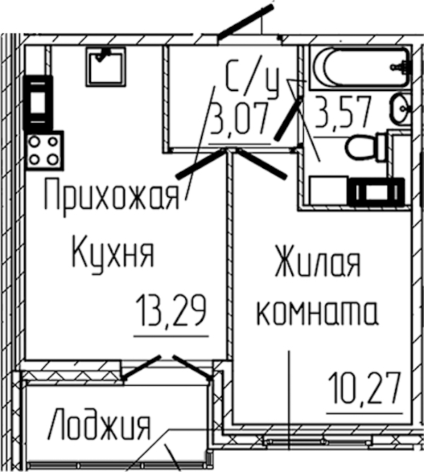 1-комнатная квартира 31.84 м², 6/6 эт., ЖК «SERTOLOVO PARK»